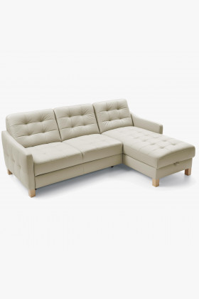 Eckledersofa G100 mit Schlaf- und Stauraumfunktion rechts